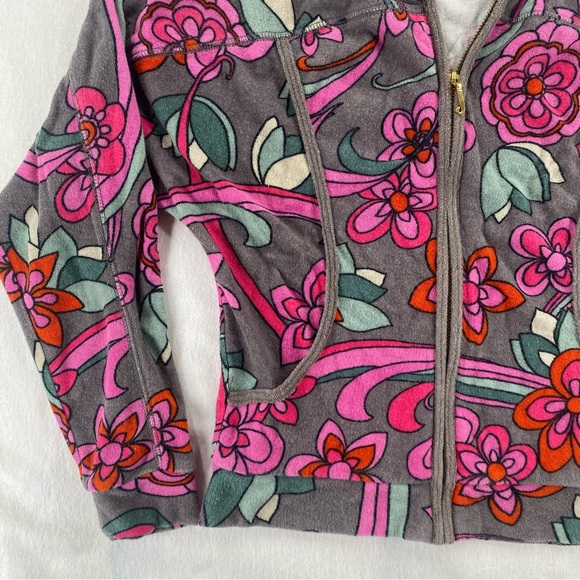 Juicy Couture Floral Zip-Up Hoodie in Gray & Pink - Picture 5 of 5